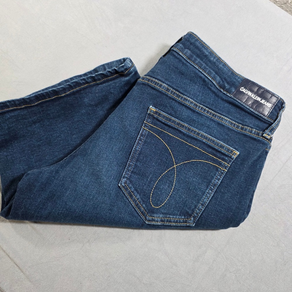 Calvin Klein Womens Size 12 Dark Wash Denim Bermuda Shorts Stretch Knee Length - Picture 11 of 11
